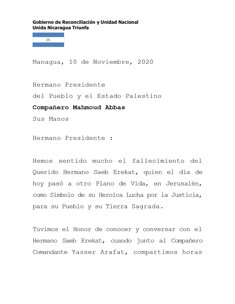 nicaragua-envia-mensaje-de-condolencias-al-presidente-de-palestina
